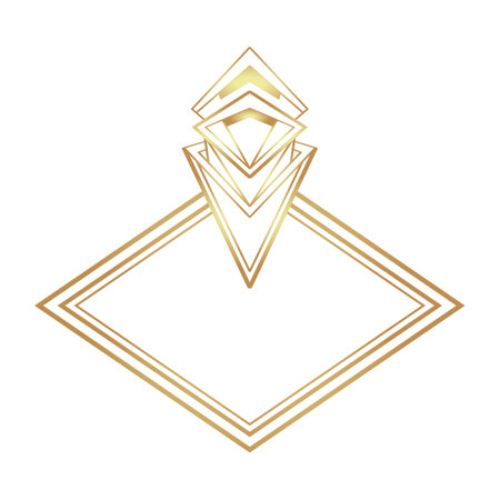 Art Deco vintage gold frame in white over white, design element. Retro party geometric background set, 1920s style. Vector illustration for glamour party, thematic wedding or textile prints.のイラスト素材