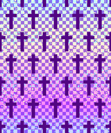 Kawaii funny spooky chequer seamless pattern. Halloween wrapping paper background in neon pastel colors. Cute gothic style. Vanilla rainbow concept.のイラスト素材