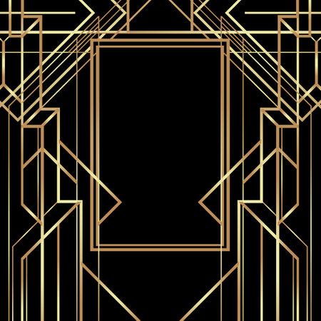 Art Deco vintage patterns and frames. Retro party geometric background set,1920s style. Vector illustration for glamour party, thematic wedding or textile prints.のイラスト素材