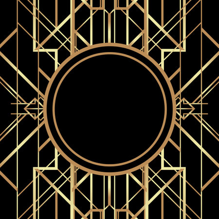 Art Deco vintage patterns and frames. Retro party geometric background set,1920s style. Vector illustration for glamour party, thematic wedding or textile prints.のイラスト素材