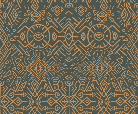 Seamless tribal patterns in vector format draw inspiration from Indigenous art. Geometric motifs and...