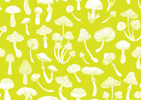 Magic mushrooms. Psychedelic hallucination. Vibrant vector illustration. 60s hippie colorful background, hippie and boho texture. Ttrippy wallpaper.のイラスト素材
