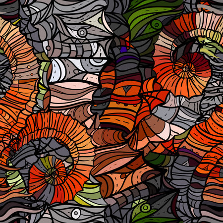 Abstract mosaic pattern, vector illustration, nature inspired. Design for wrapping paper, wallpaper, fabrics and fashion clothes.のイラスト素材