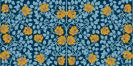 Floral vintage seamless pattern for retro wallpapers. Enchanted Vintage Flowers. William Morris inspired. Arts and Crafts movement inspired. Design for wrapping paper, wallpaper, fabrics and fashion clothes.のイラスト素材