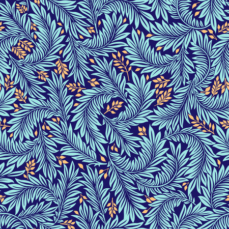 Floral vintage seamless pattern for retro wallpapers. Enchanted Vintage Flowers. Arts and Crafts movement inspired. Design for wrapping paper, wallpaper, fabrics and fashion clothes.のイラスト素材