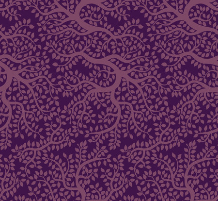 Red beautiful vector tree pattern. Natural wallpaper, floral decoration, illustration. Print design, hand drawn elements. Home decor.のイラスト素材