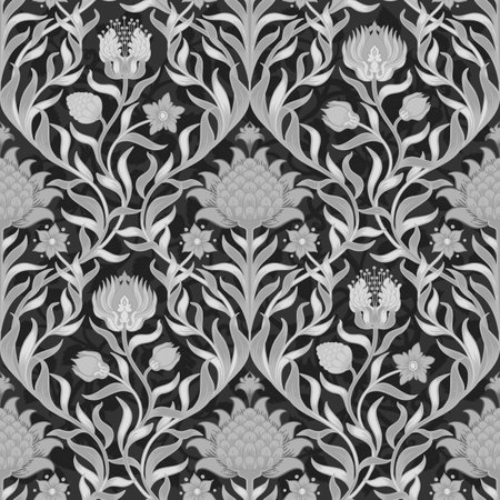Floral vintage seamless pattern for retro wallpapers. Enchanted Vintage Flowers. Arts and Crafts movement inspired. Design for wrapping paper, wallpaper, fabrics and fashion clothes.のイラスト素材