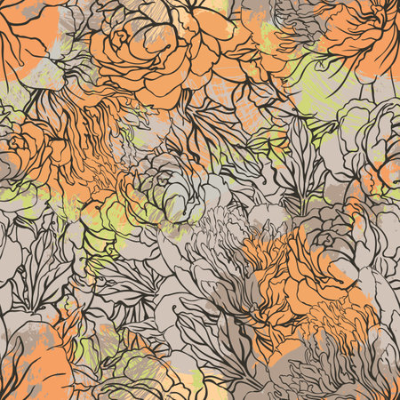 Floral seamless pattern, endless texture with flowers in vintage style. Wallpaper, background. Home decor.のイラスト素材