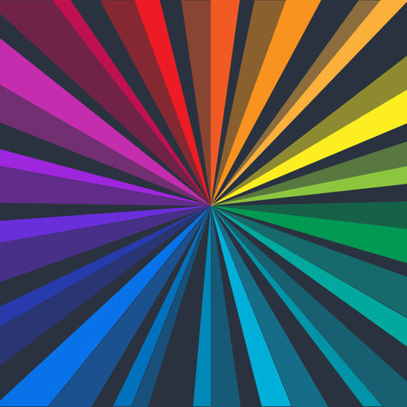 Love is Love. LGBT style background with rays. Vector illustration in rainbow color for sticker, greeting card, poster, patch, t-shirt, pin.のイラスト素材