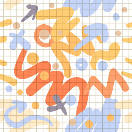 Retro vintage 80s or 90s fashion style abstract seamless pattern background. Good for textile fabric design, wrapping paper and website wallpapers. Vector illustration.のイラスト素材