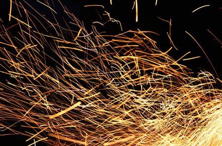 Long exposure photo of fire camp sparklesの写真素材