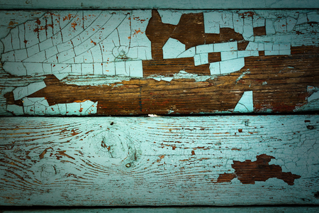 Vintage background of old boards painted in turquoise.の写真素材