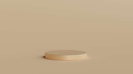 Round podium, plinth or platform for your advertising. The background is beige. 3d render.の写真素材