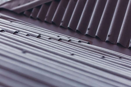 Close-up of wavy slate covered with frost.の写真素材