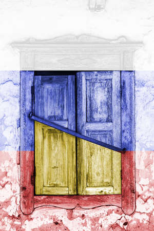 Russia deprives Ukraine of freedom. Concept Military occupation of Ukraine by Russiaの写真素材