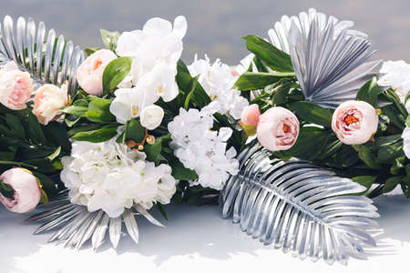 Elegant bouquet of artificial flowers for event decorの写真素材