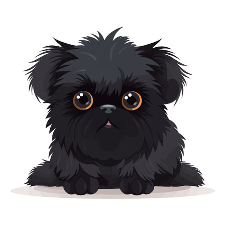 Affenpinscher dog in kawaii style on a white. Vector illustrationのイラスト素材