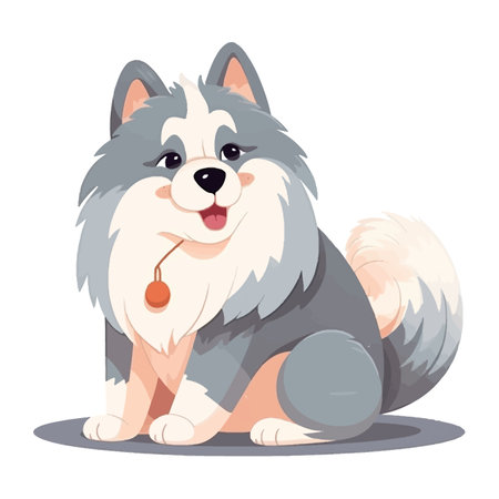 Alaskan Malamute dog in kawaii style on a white. Vector illustrationのイラスト素材