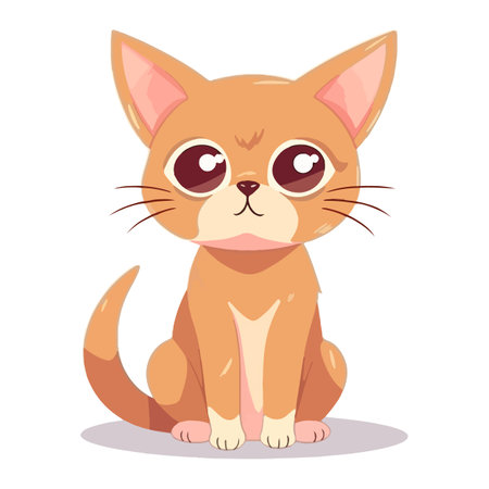Abyssinian cat in kawaii style isolated on white background. vector illustrationのイラスト素材