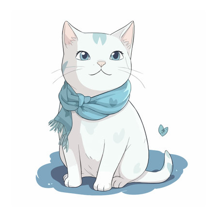 Aegean cat in kawaii style isolated on white background. vector illustrationのイラスト素材