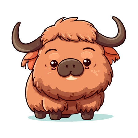 BUFFAL in kawaii style isolated on white background. Vector illustrationのイラスト素材