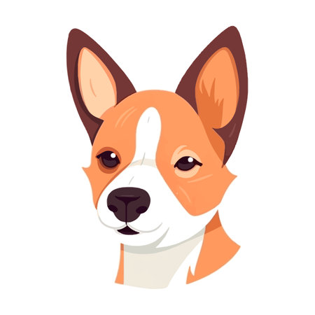 basenji dog in kawaii style on a white. vector illustration.のイラスト素材