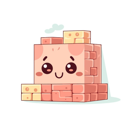 cute brick in kawaii style. vector illustrationのイラスト素材
