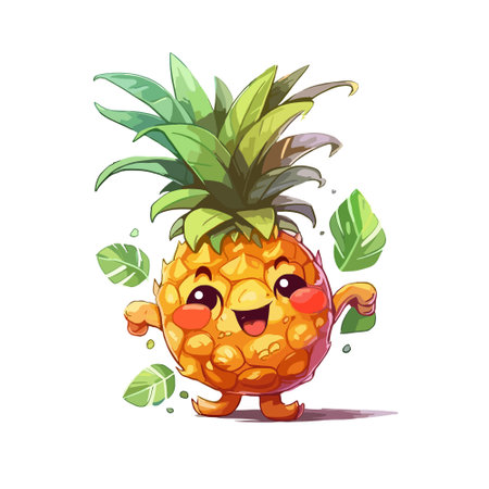 children's character cartoon pineapple. vector illustration.のイラスト素材