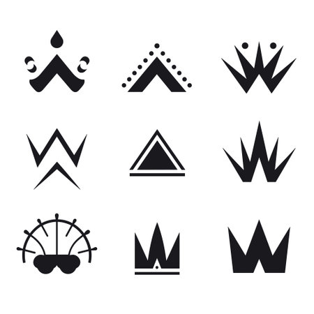 Crown icon set. Collection of crown silhouette.のイラスト素材