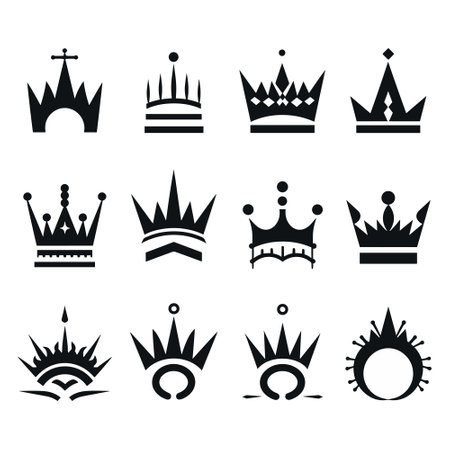 Crown icon set. Collection of crown silhouette.のイラスト素材