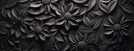 volumetric ornament floral black backgroundの素材