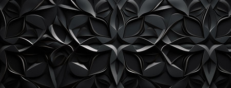 volumetric ornament floral black backgroundの素材