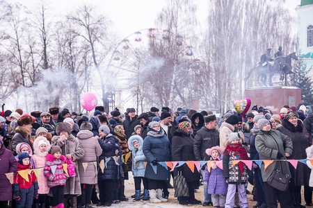 Russia, Chaplygin, February 18, 2018, Ranenburg A holiday farewell to the Russian winter carnivalのeditorial素材