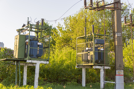 elements of the power line-selective, power supply of the city, the villageの写真素材