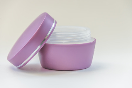 jar with face cream. healthy skin. face care. day and night creamの写真素材
