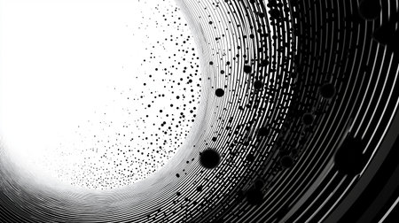 abstract black and white circle background with copy space for your textの素材
