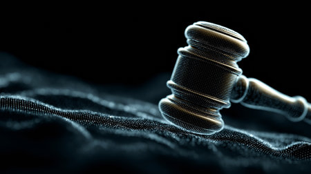 Law concept. Gavel on a dark background. 3d illustrationの素材