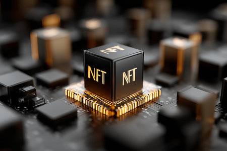 NFT non fungible token. NFT non fungible token. 3D illustration.の素材