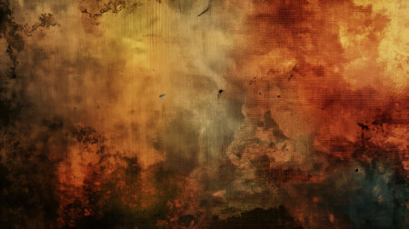 A dramatic textured background blends fiery reds and burnt oranges with cool grays, creating a chaotic yet captivating visual experience.の素材