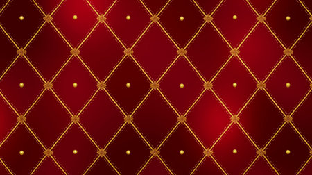 A luxurious dark red argyle pattern adorned with thin golden lines and embellishments.の素材