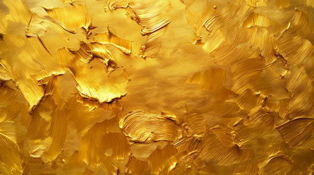A mesmerizing golden texture paints a rich tapestry of abstract strokes, symbolizing opulence and artistic depthの素材