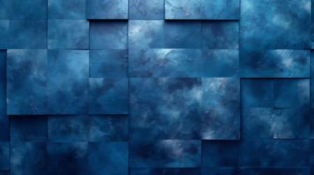 A modern artistic interpretation of a serene sky on a textured blue wall, symbolizing depth and introspection.の素材