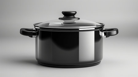 A modern stainless steel pot with a sleek design, perfect for contemporary cooking needs.の素材
