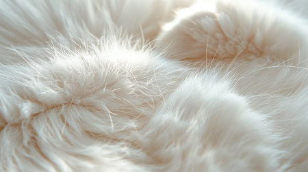 A plush landscape of white fur envelopes the viewer in its soft, dreamlike essence.の素材