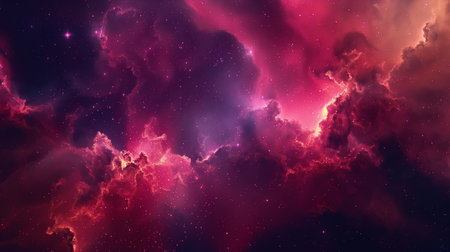 A vibrant nebula swirls in hues of pink and purple, a celestial masterpiece painting the cosmos with stardust and light.の素材