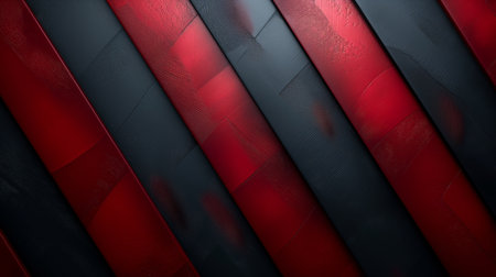 An abstract pattern of diagonal red and black textured stripes creating a dramatic visual effect.の素材