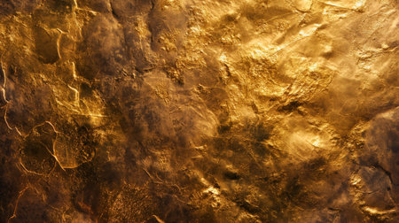 An exquisitely textured golden surface shines with a labyrinth of deep cracks and crevices.の素材