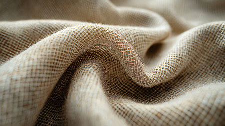 An intricate close-up of textured fabric reveals a woven mesh of fine threads, creating a delicate and complex tactile experienceの素材