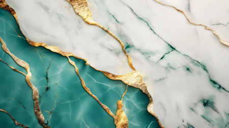 Luxurious marble textures are intertwined with veins of gold in an artistic display.の素材
