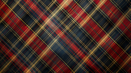 Rich plaid patterns in red, blue, and gold weave a tapestry of tradition and style.の素材